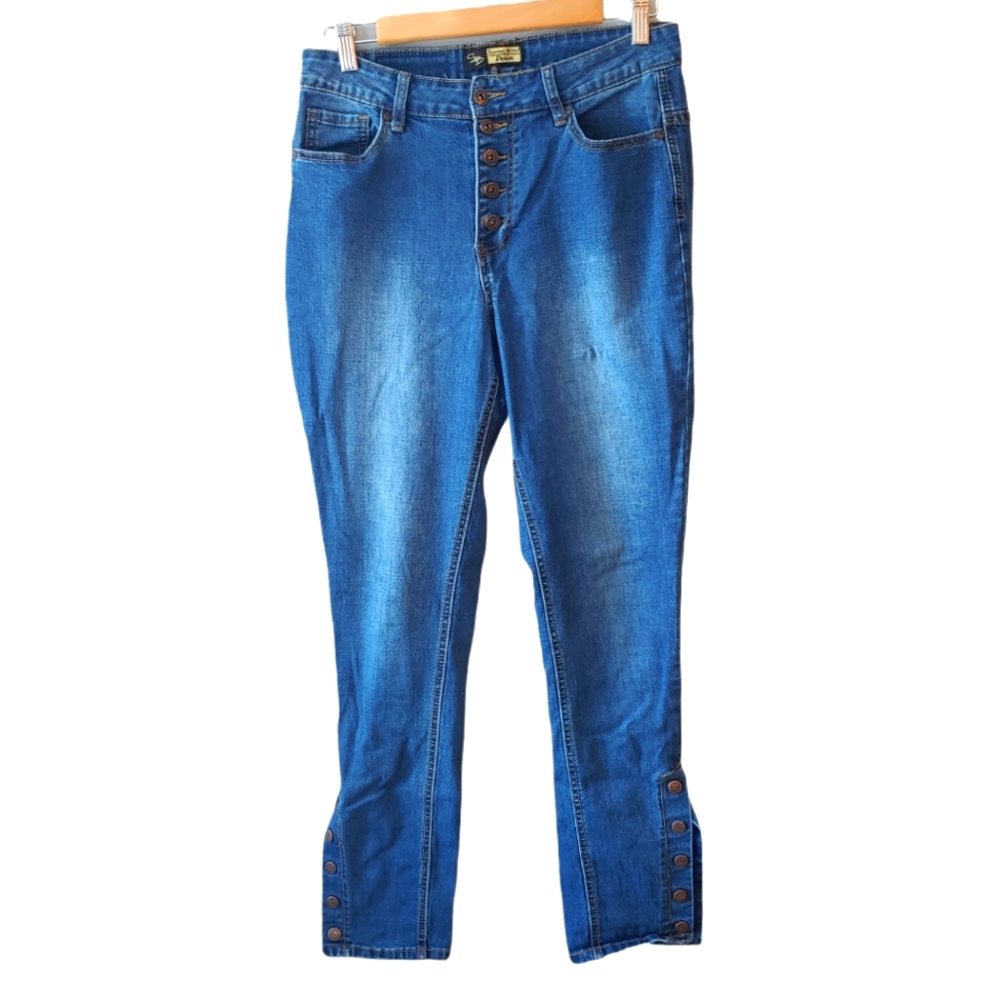 Suzanne Betro High Rise Button Fly Ankle Snap Jeans Size 10
